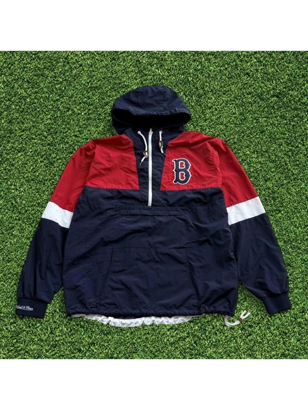 2014 Mitchell & Ness Boston Red Sox Navy Quarter Zip Windbreaker XL